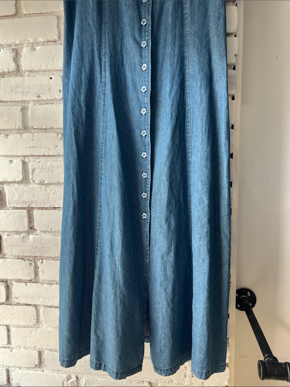 Vintage Denim Button Front Dress CHAMBRAY embroidered tshirt - Picture 3 of 8